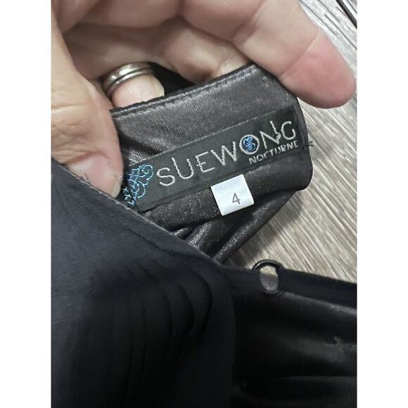 Vintage Y2K Sue Wong Mini Dress Bow Brown Ombre Sequin Bubble Hem 100% Silk Sz 4 - Picture 6 of 11